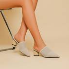 womens solid color pointed toe heel block heel slip on fabric upper daily casual shoes breathable for women