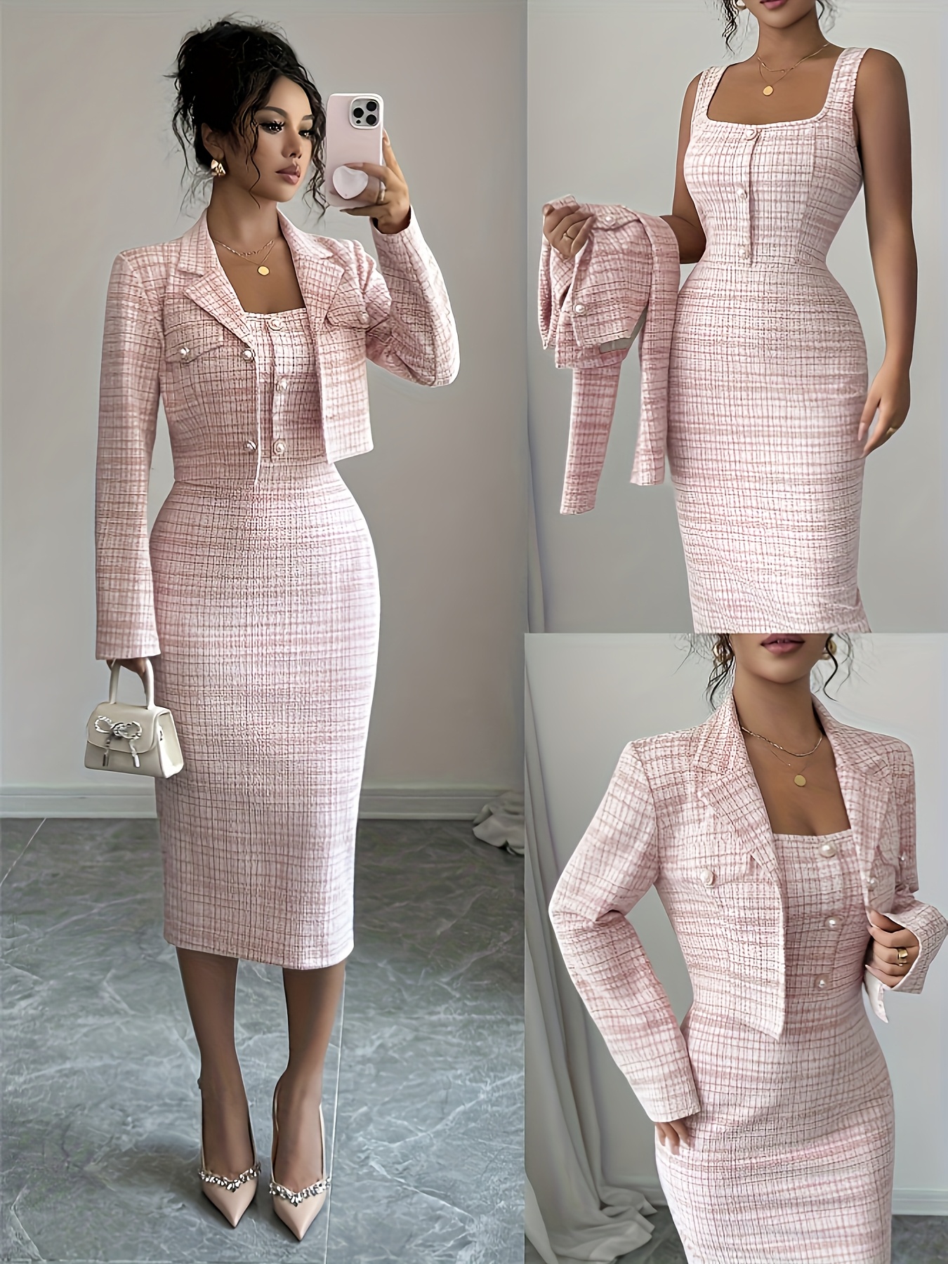 みと】LADY LIKE PRINT TWEEDS JACKET みと】LADY LIKE PRINT TWEEDS