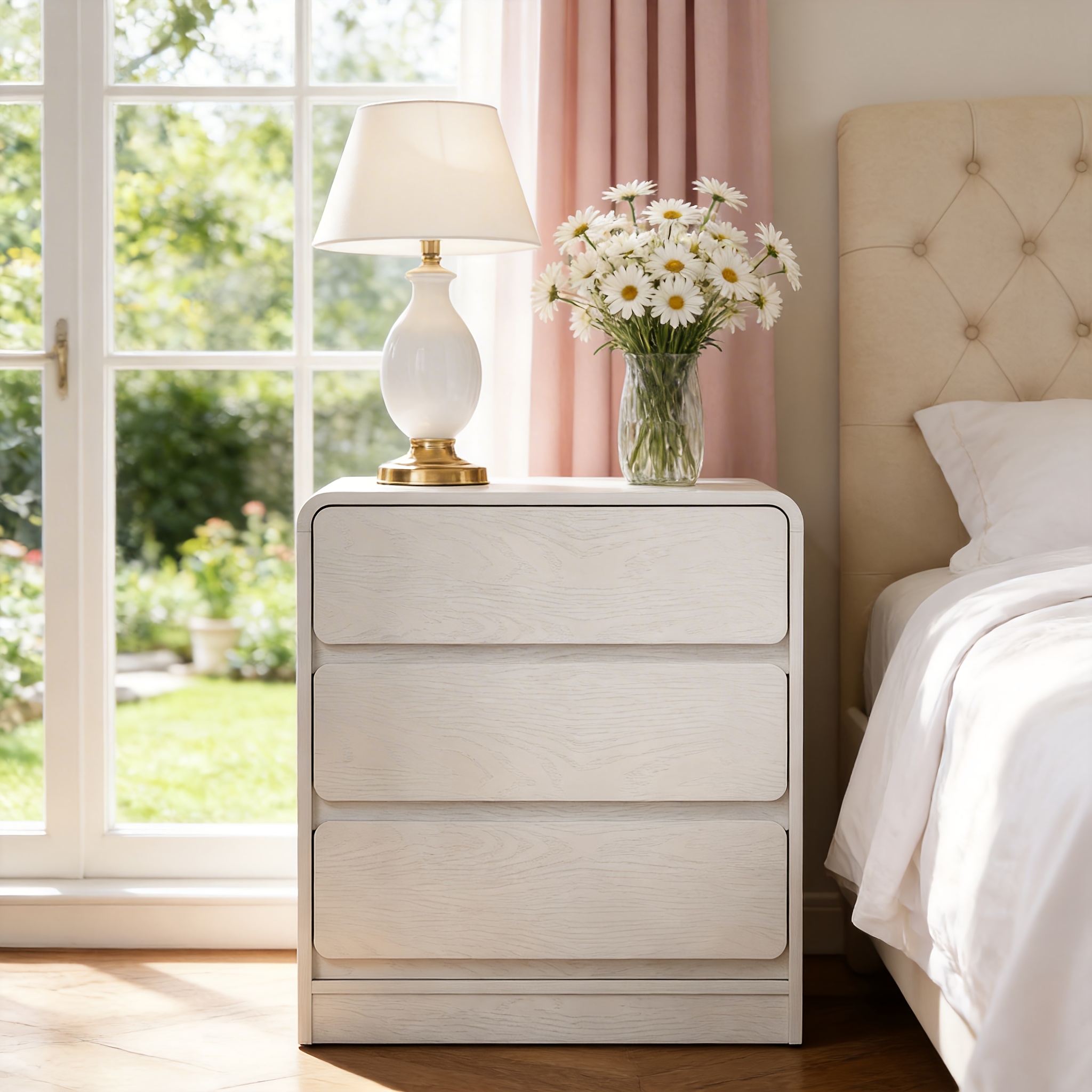 Contemporary 3-Drawer Dresser | Wooden Nightstand with Storage
