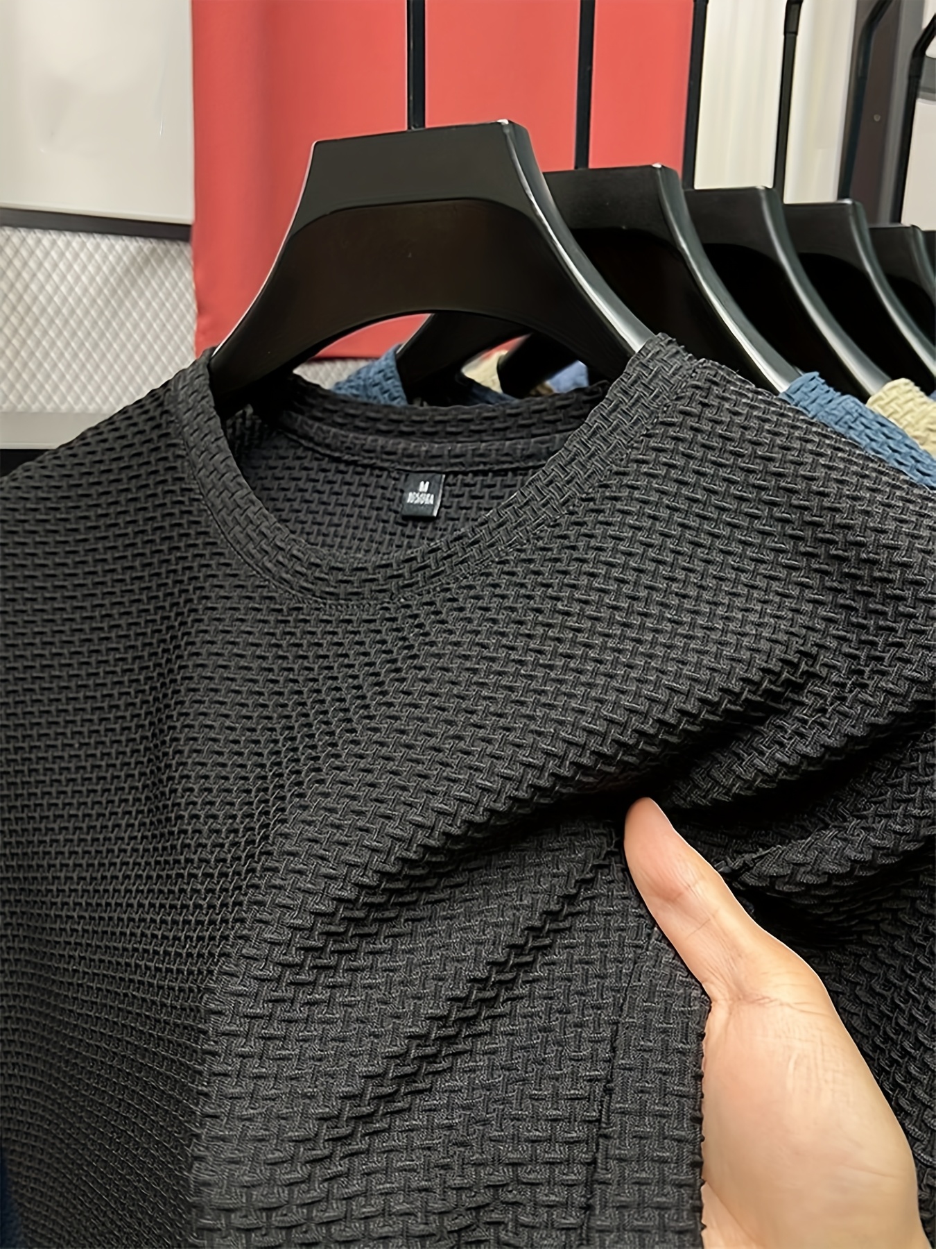 Men's Solid Color Waffle Knit T-Shirt - Breathable Stretch Fabric, Moisture-Wicking Round Neck Short Sleeve Tee for Summer Outdoor Sports & Casual Wear