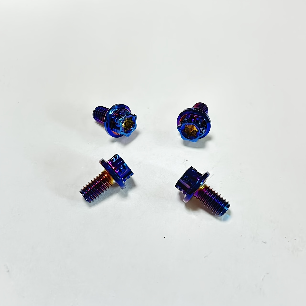TEMU Screw Electroplated Blue M6x10 Outer Hexagon Hollow Flange Head Burnt Burnt Blue Modified Electric Motorcycle