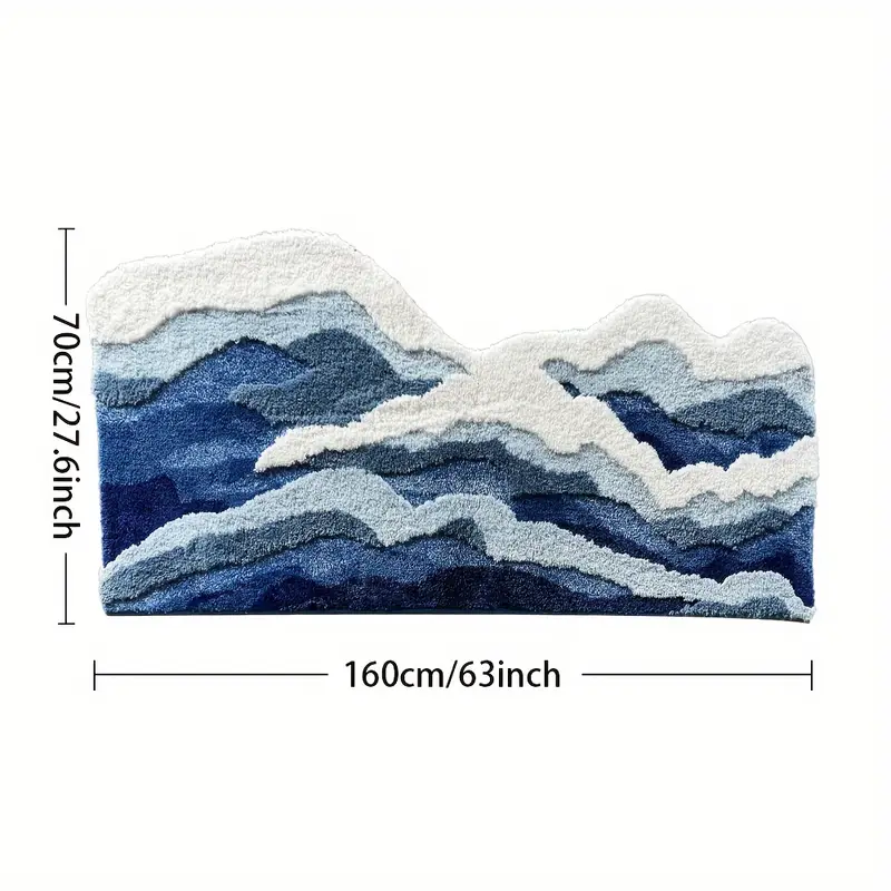 1pc abstract flocked bath mat soft comfortable non slip rubber backed polyester blend machine washable decorative oblong tufted carpet for bedroom living room and coffee table living room accent decorative carpet nonslip rubber backing bathroom rug fluffy plush winter decor decoration Product details 3