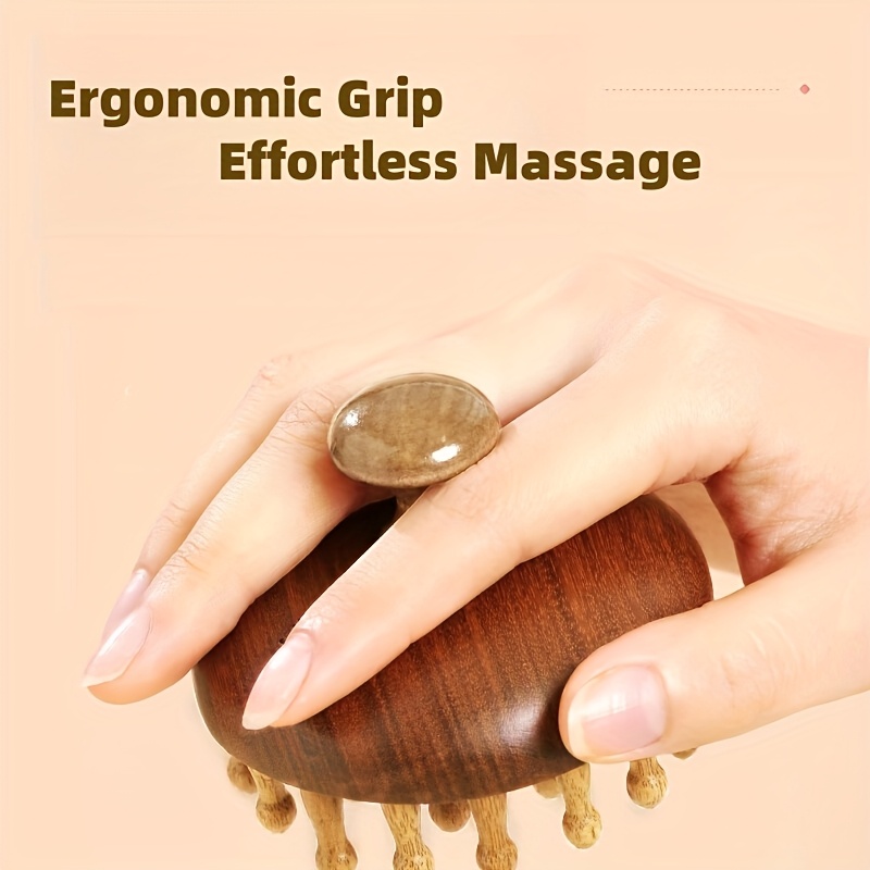 2pcs Natural Sandalwood Multifunctional Massage Set - 28-Tooth Round Handheld Scalp Massager, Nasal Relaxation   for Facial and Head Circulation, Suitable for Acupressure on Head, Face, Neck, Abdomen, Limbs,  ., Parental Holiday Gift, Scalp Massager for Growing Hair, Facial,  , Durable Wooden Material,  ,   Routine,  ,   Wood,   Accessory, Wellness Enthusiasts
