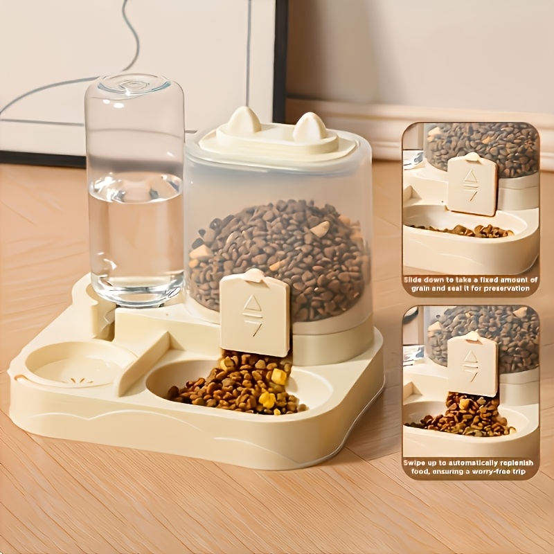 2-In-1 Large Capacity Automatic Cat Feeder And Water Dispenser - Dry And Wet Separation, Durable Plastic, Transparent Design, Ideal for Indoor Pet Hydration And Healthy Eating, No Battery Required - Worry-Free Travel, Suitable for Cats And Dogs