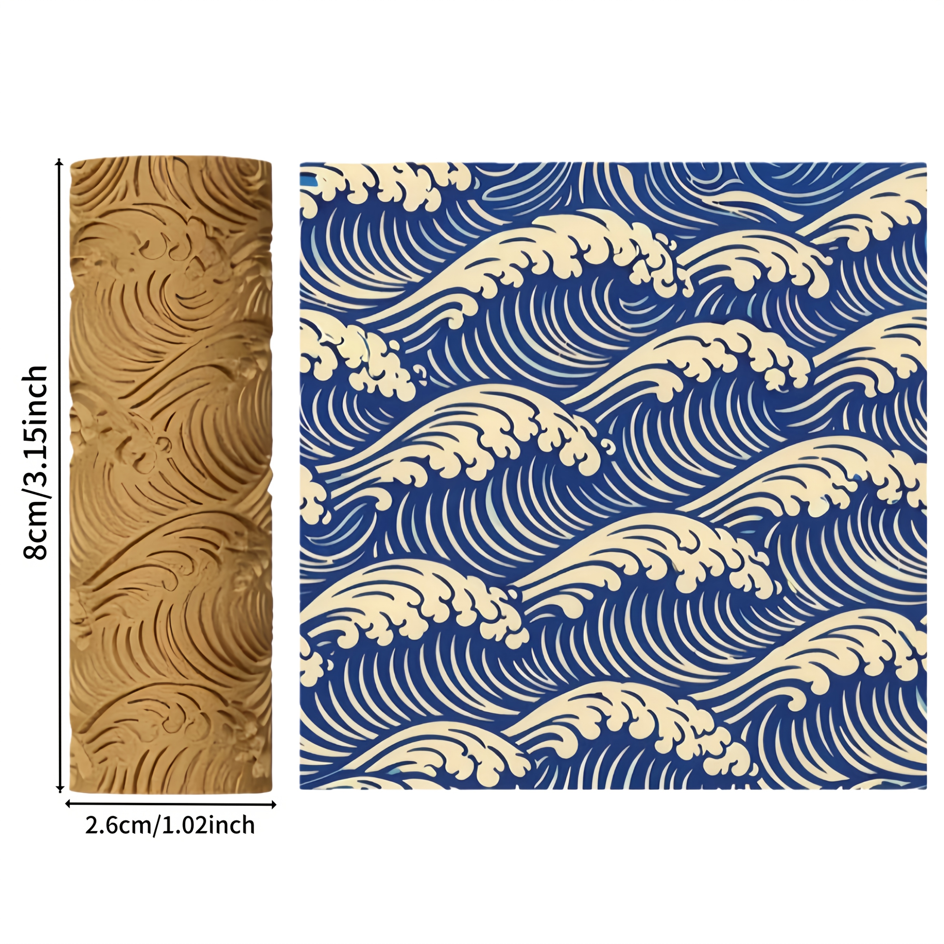 TEMU 1pc Ocean Roller - Manual Clay Rolling Tool With Realistic 3d Wave Patterns, Durable Plastic Clay Roller Suitable For Polymer Clay, Ceramics,
