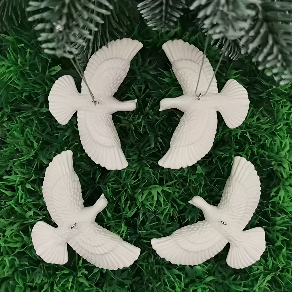 Image of 2pcs/4pcs Christmas Decorations Hanging Ornaments, Decorations, Christmas Tree White Pigeon Flying Ornaments