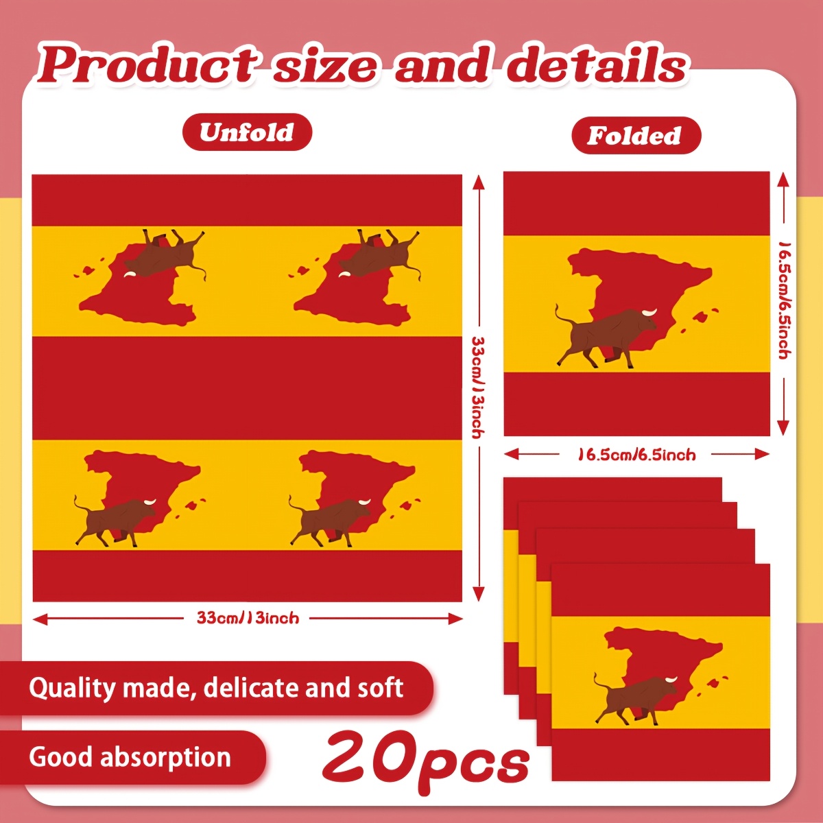 Image of Spanish-themed Party Napkins, Dinner Napkins, Lunch Napkins, Suitable For Gatherings, , Birthday Parties, And Table Decorations For Halloween、christmas