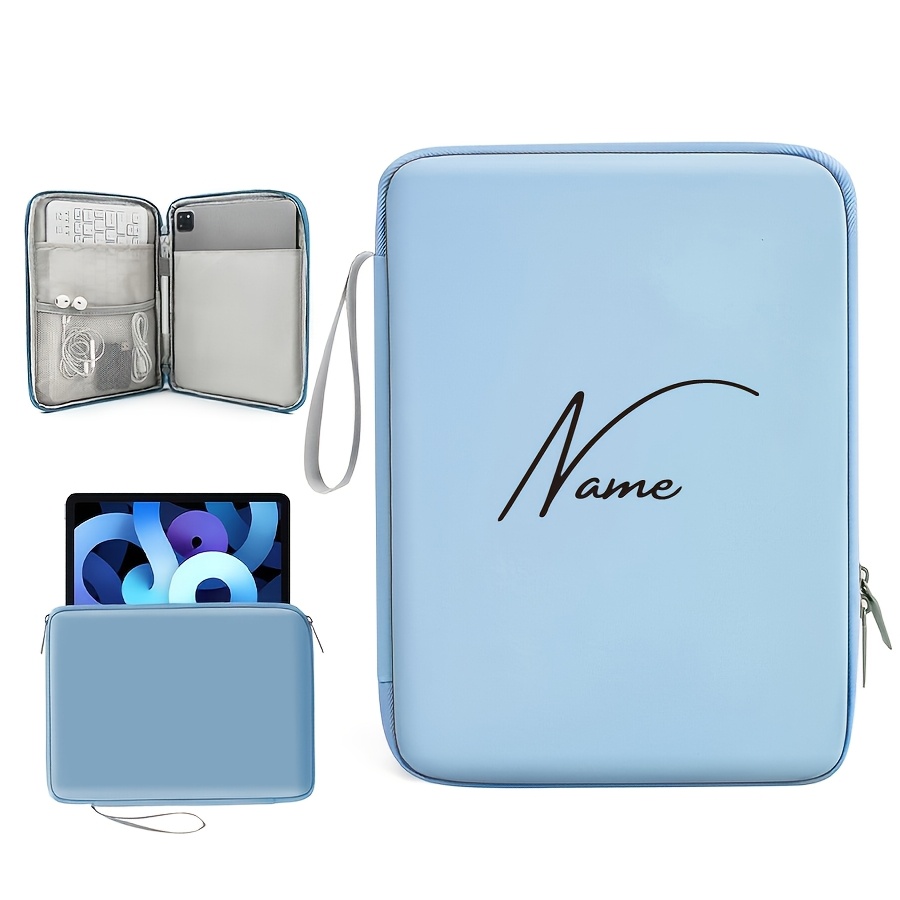 TEMU 1pc, Customizable Text, Tablet Storage Bag, Pu Material And Anti-slip Protective Case, Commuter Essential For Office Workers, Holiday Souvenir,