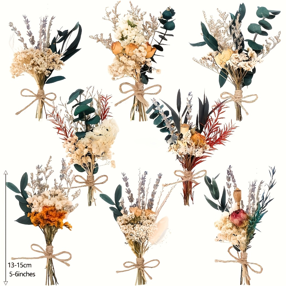 TEMU Lot de 5 mini bouquets de fleurs fraîches adaptés bohème, petites florales en matériau végétal pour décoration d'intérieur, centres de table,