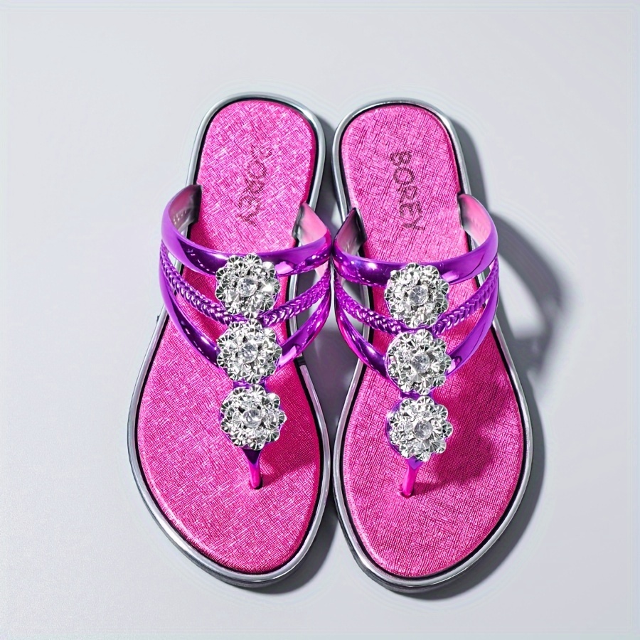 Jeweled Flip Flops, Bling Flip Flops, Pink Sandals for Woman