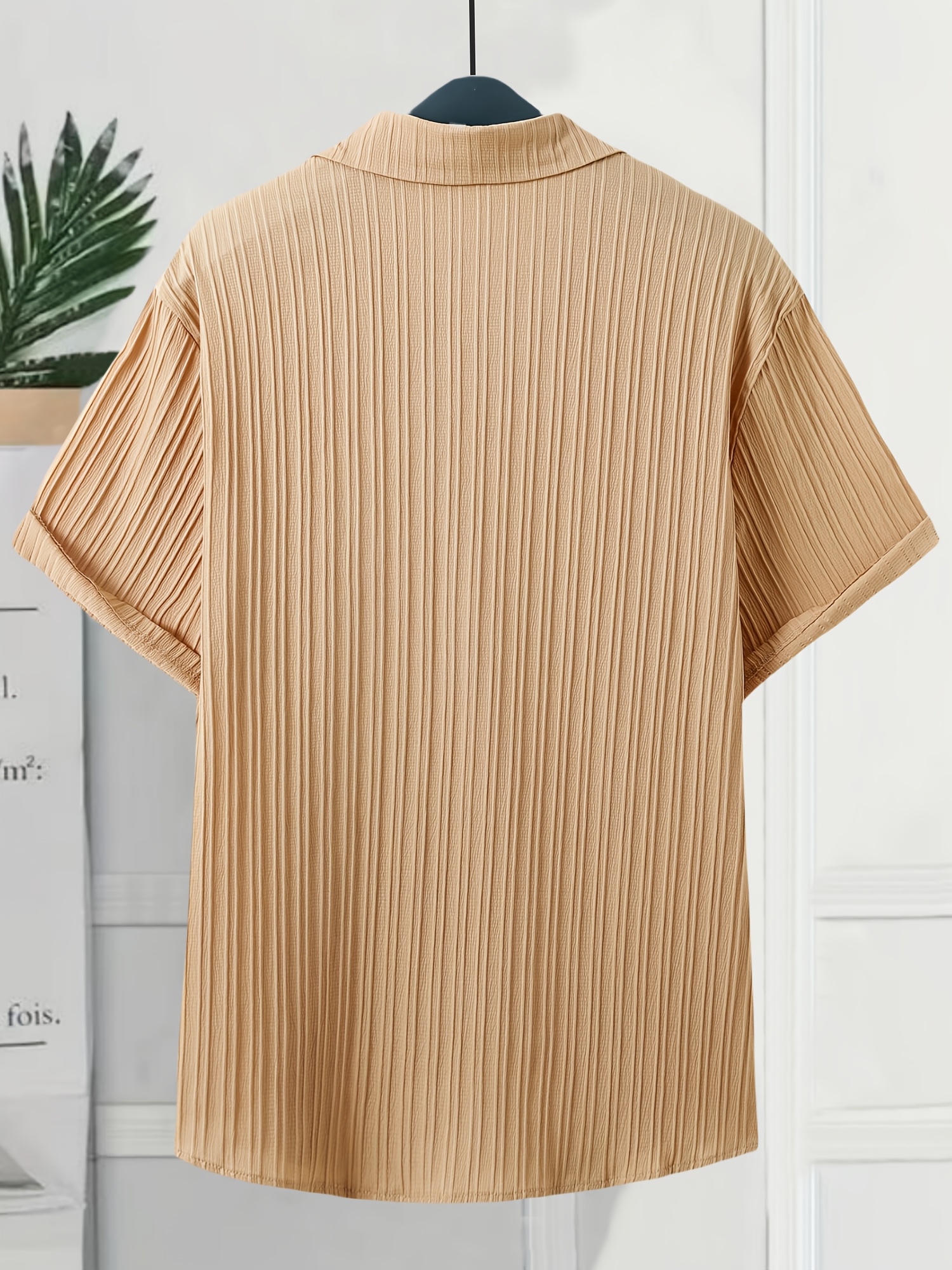 Men's Lightweight Summer Casual Shirt - Mint Green Solid Color Short Sleeve Button-Up with Pointed Collar, 95% Polyester 5% Spandex, Machine Washable Regular Fit for Adults & Teens, PLUS SIZE