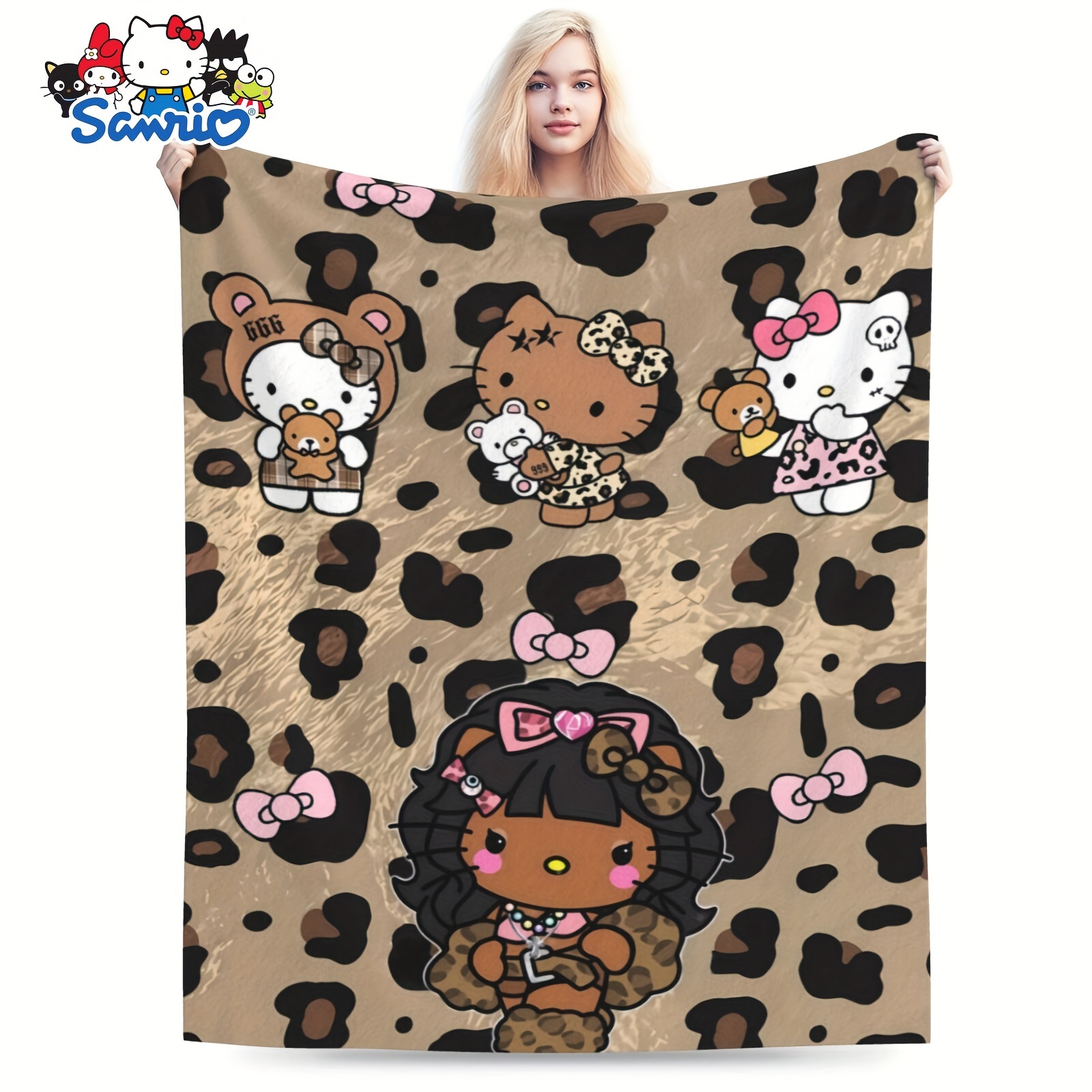 

1pc Sanrio Hello Kitty Cartoon Print Flannel Blanket- Blanket, Lightweight . Suitable For Living Room, Car, Bedroom, Camping, Travel Essential