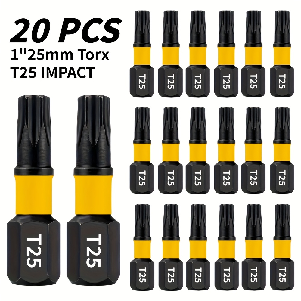 5/10/20pcs 1" Torx T25 Impact Screwdriver Bits, Insert Bits, Durable Screwdriver Bits, Screwdriver Bits, Suitable For Plastic, Wood And Metal Projects! - Great For Home, Office, Factory