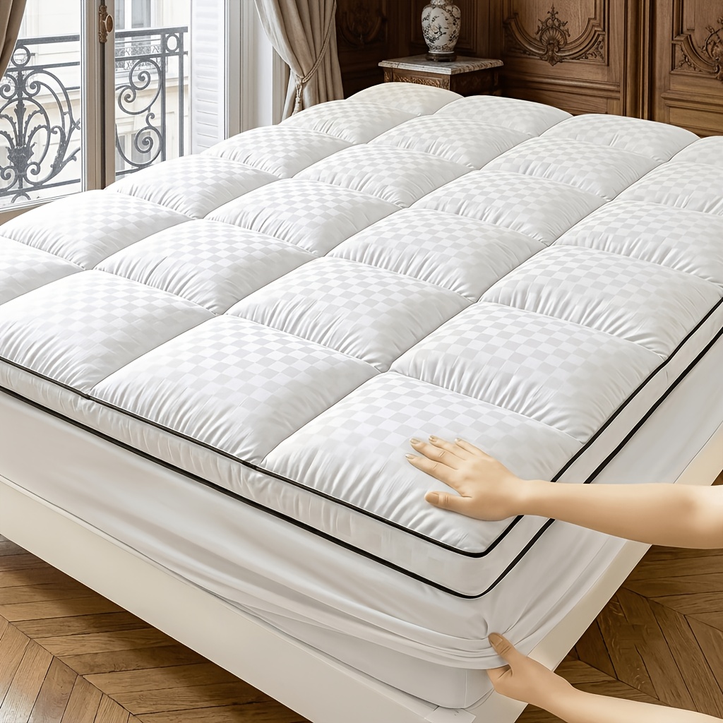 TEMU Protège-Matelas Matelassé Qualité Hôtel avec Bande Élastique 360°, Protecteur de Matelas Respirant, Housse de Lit Ajustable Anti-Dérapante