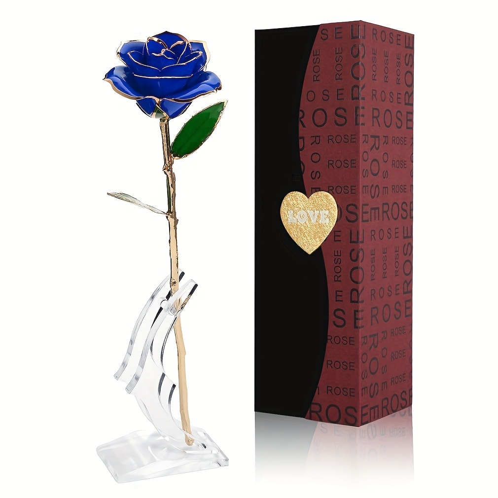 

Love Long Stem Gold Foil Trim Rose Flower With Bracket