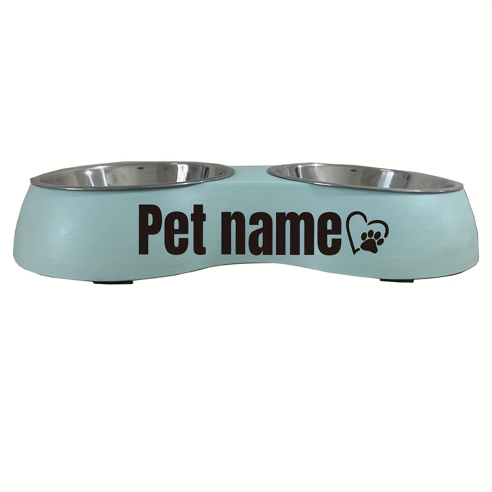 TEMU Personalized Integrated Bowl Pet Bowl, Double Bowl With Custom Name 2 Cat Bowls, Anti-knocking Cat And Dog Food Bowls And Dog Bowls