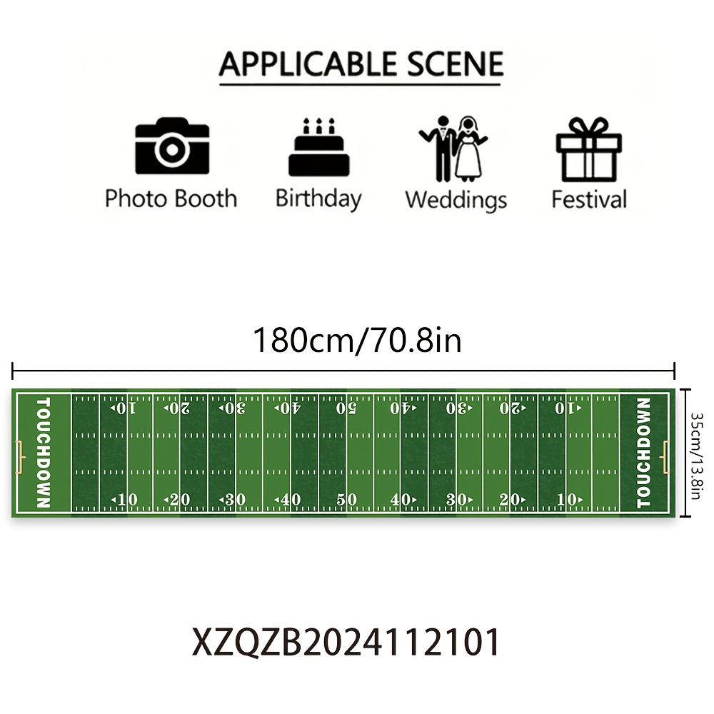 TEMU 1pc Of Decorative Tablecloth Featuring An American Football Theme, Measuring 180cm By 35cm, Rectangular , Designed With A Motif, Perfect Day