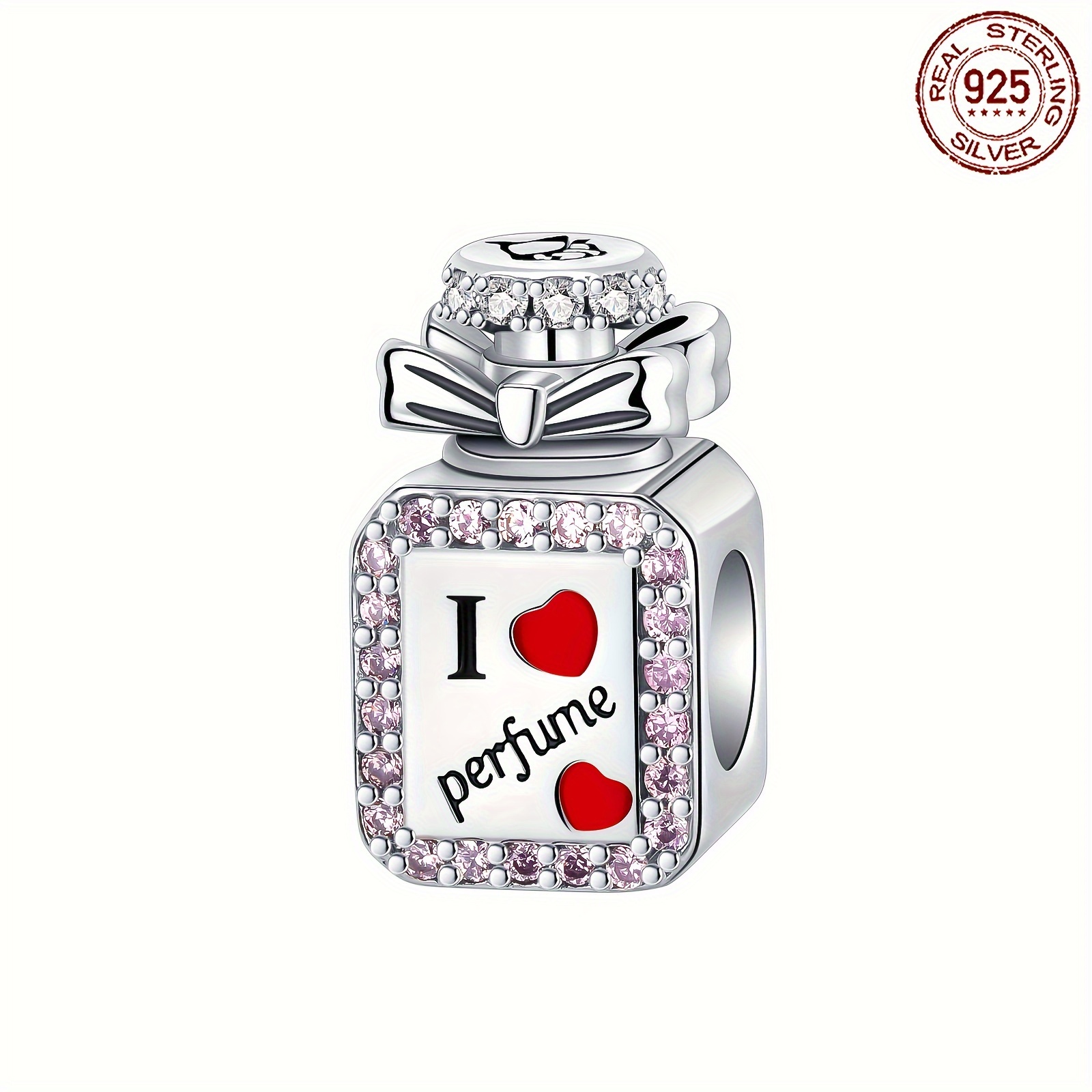 

925 Sterling Silver Pendant Stylish Perfume Design Paved Zirconia Suitable For Necklace & Bracelet Hypoallergenic Jewelry Gifts For Women