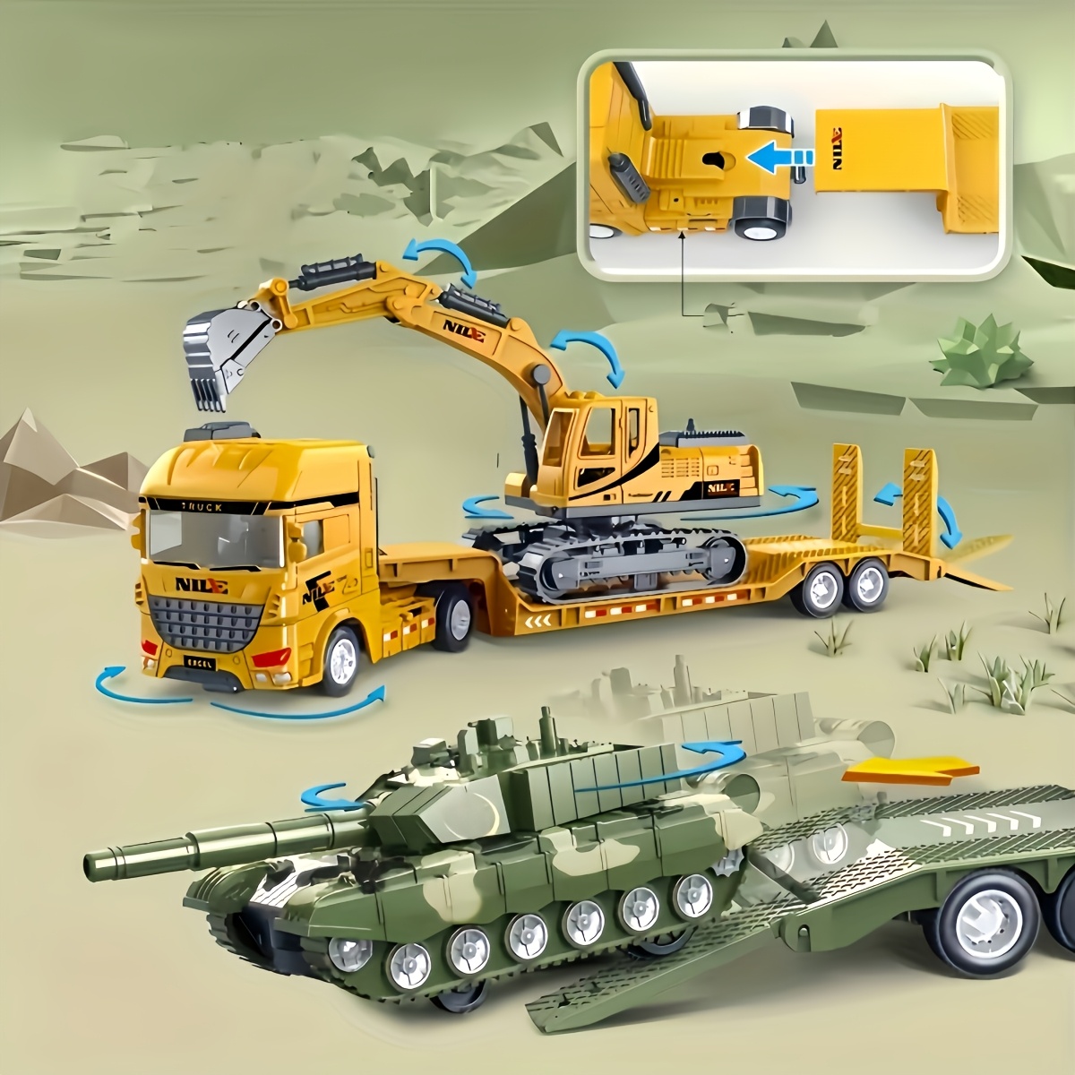 Large-Sized Push-Along Toy Truck Set
