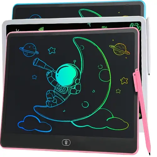 2 Pièces Tablette Écriture LCD 12 Pouces Colorée - Dessin Effaçable Réutilisable, Jouet Éducatif Enfant 3-8 Ans, Cadeau Anniversaire Noël Fille Garçon