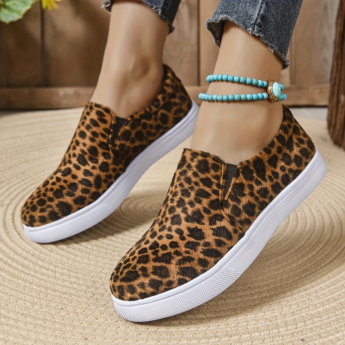 Boots Leopard Slip On Trainers Gypsy Jazz Ladies Adalyn Tan
