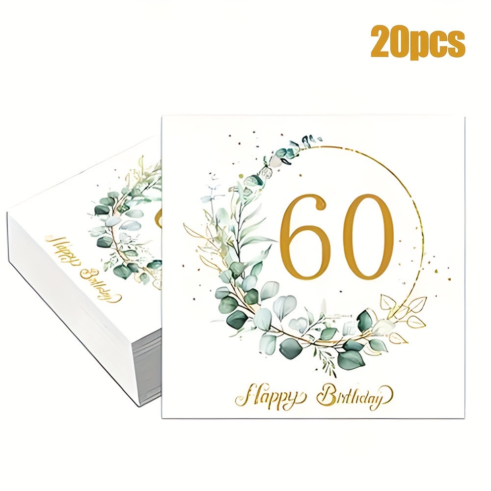 TEMU 20 Stück, 30. / 40. / 50. / 60. Cocktail Servietten, 40. Geburtstags-Servietten, Einweg-Party-Servietten, Papier-Getränkeservietten für 50.