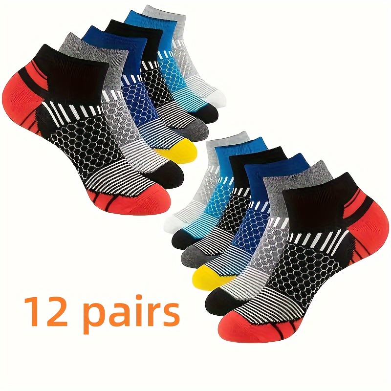 

12 Pairs Men's Short Crew Socks, Breathable Comfy Casual Socks Fashion Socks