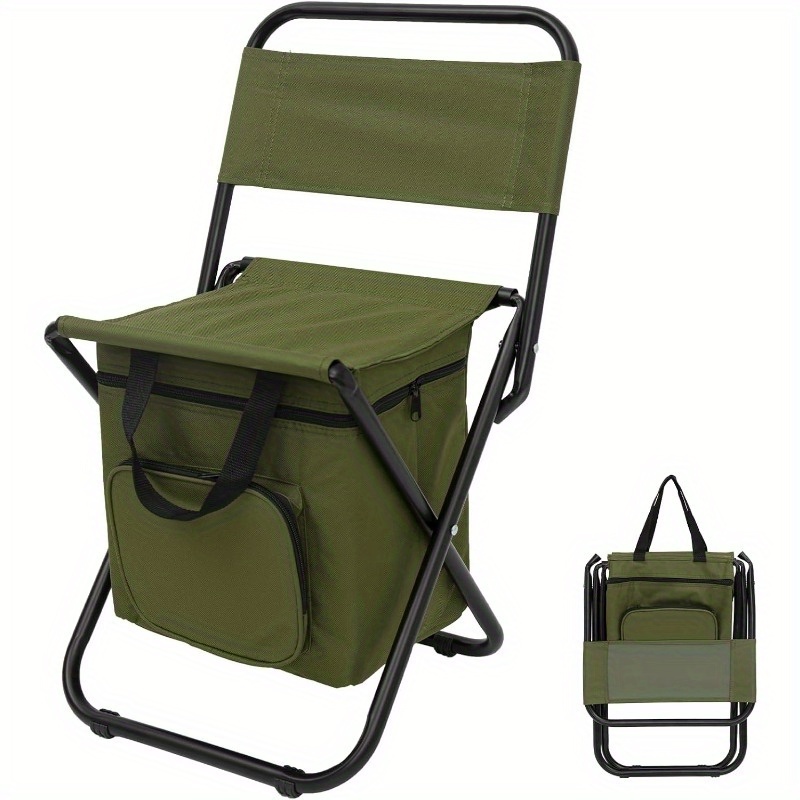 TEMU Portable Folding Camping Chair, Lightweight Backrest Stool Compact Folding Chair Seat, Outdoor Backrest Stool With Folding Backpack, Can Bear