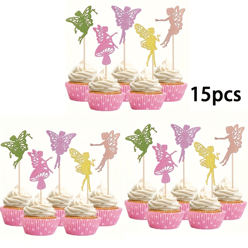 Image of 15/30pcs Fairy Cupcake Toppers Glitter Fairy Cupcake Picks Ballet Dancer Cupcake Decorations For Wedding Bridal Shower Baby Shower Birthday Party Cake Decorations Colorful, Halloween, Christmas