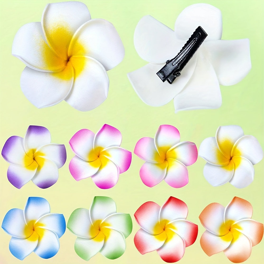 FRcolor 24-teiliges Set Hawaii-Blumen-Clips – 12 Leuchtende Farben, Perfekt Für Haare & Outfits