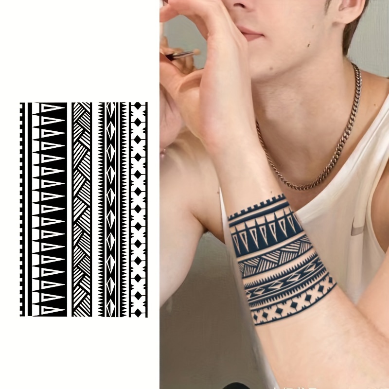 

Arm Ring Geometric Polygonal Herbal Long Lasting Waterproof Tattoo Stickers Simulation Not Reflective Temporary Tattoo Stickers Arm Fake Tattoos For Men Women