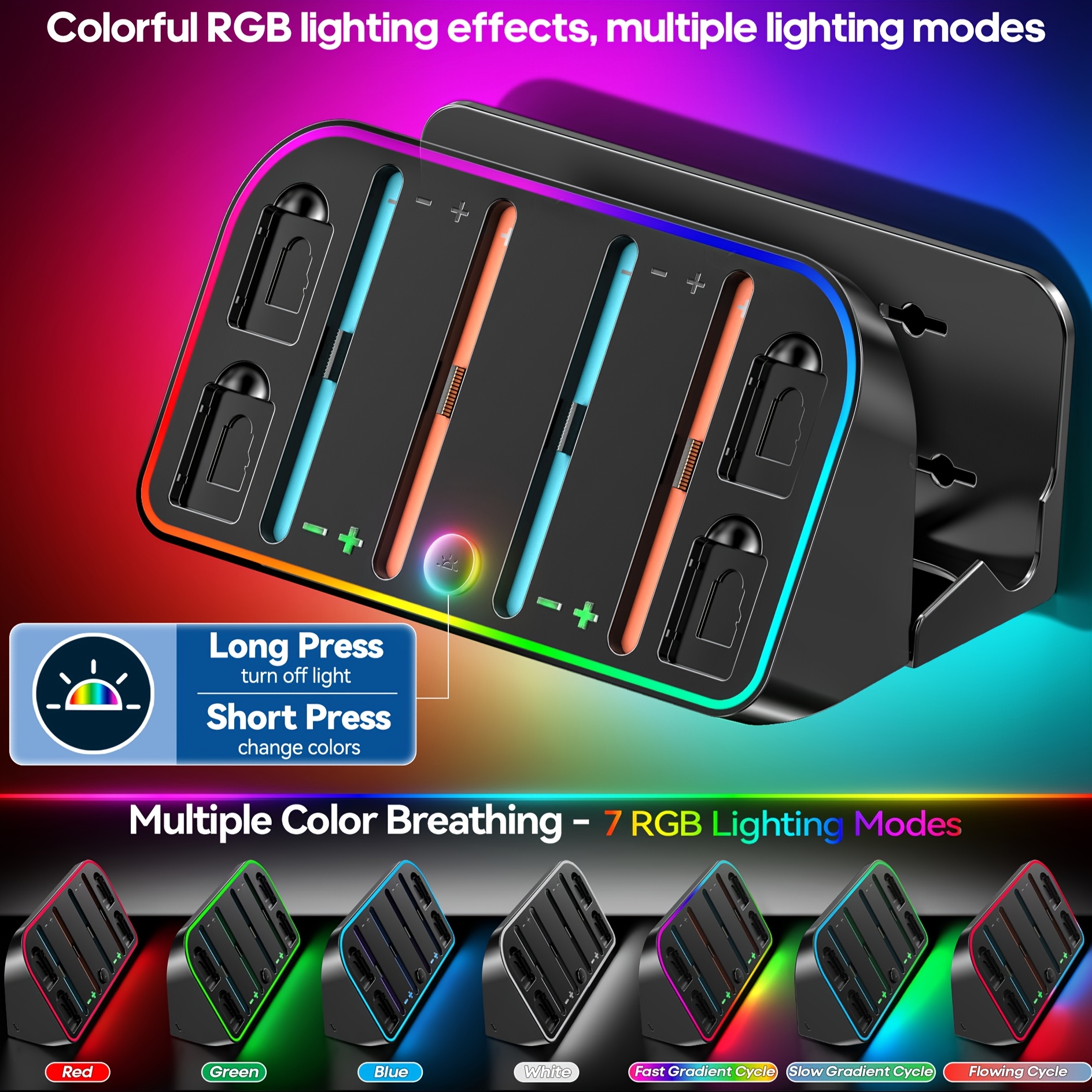 for wall bracket multi functional tv dock handle charger with rgb light 4 cartridge storage wall bracket charging indicator Product details 2