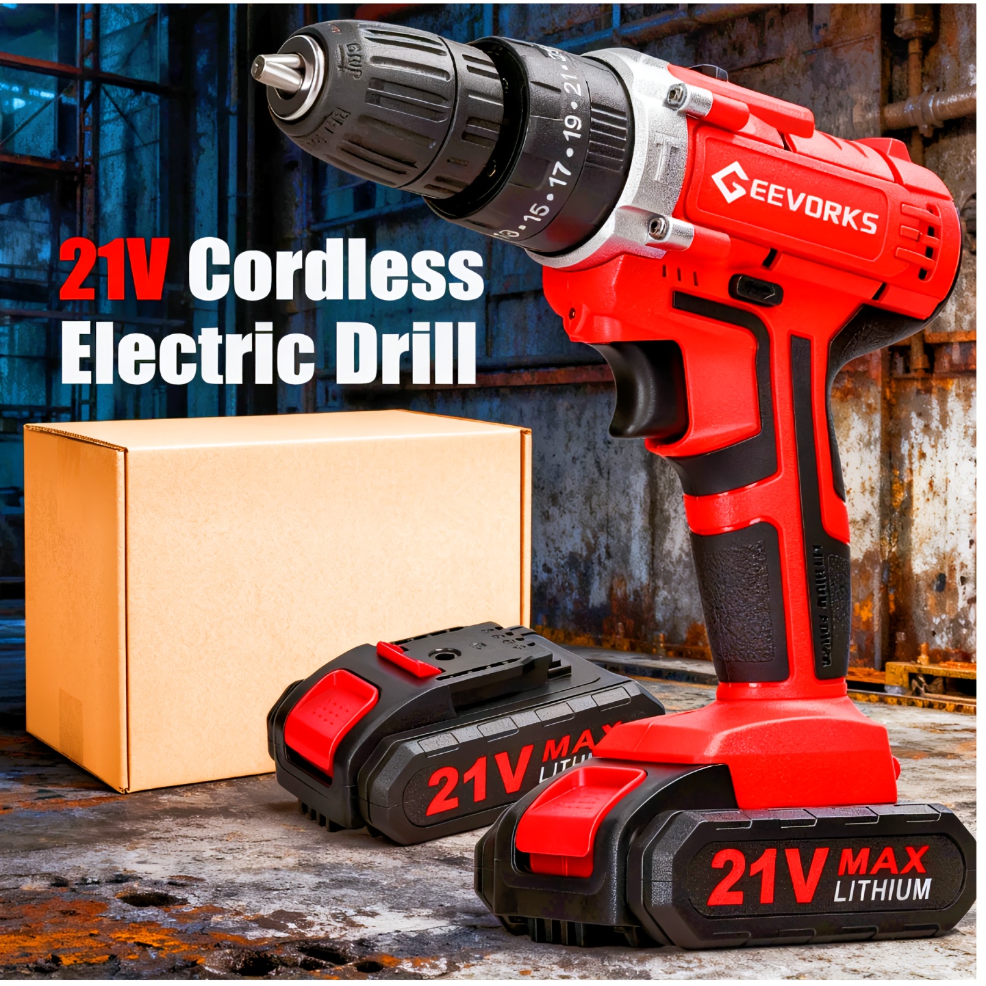 21V Multifunctionele Handboor met Schroevendraaierset, 3-in-1 Elektrische Schroevendraaier,