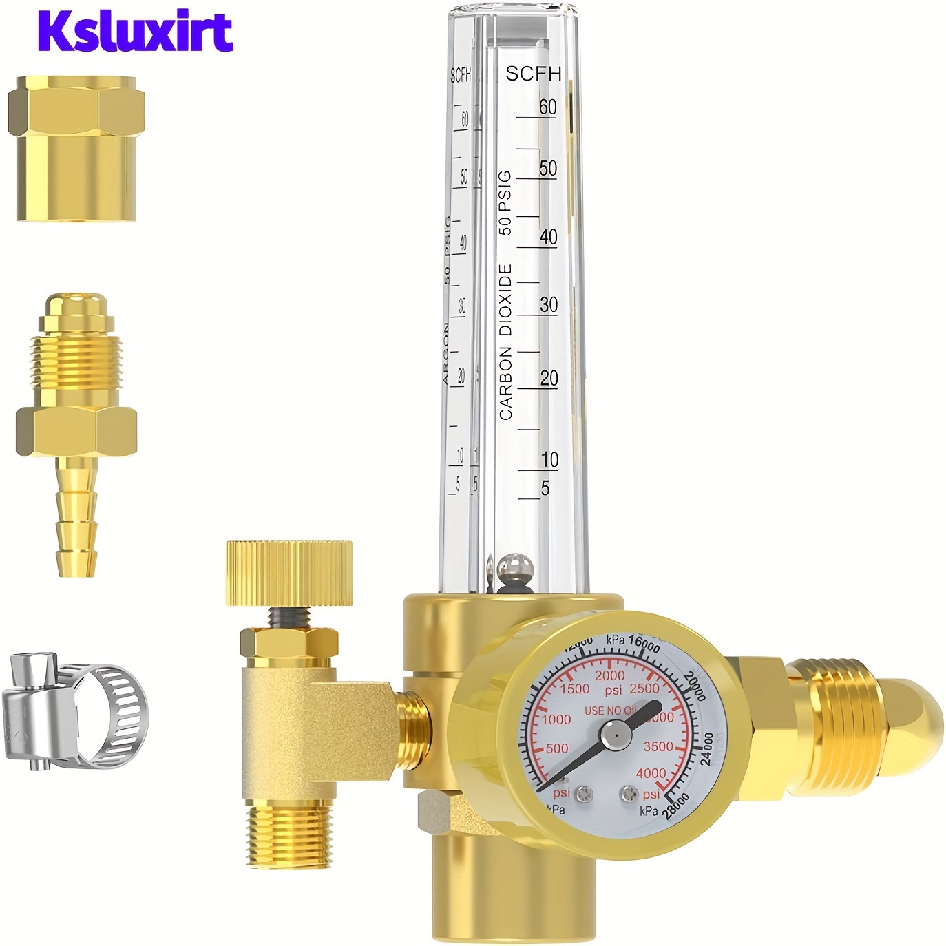 

Ksluxirt Precision & Co2 Flow Meter - 0-4000 Psi, Adjustable 10-60 Cfh Gas Welding Regulator For Mig & Tig, Copper Construction