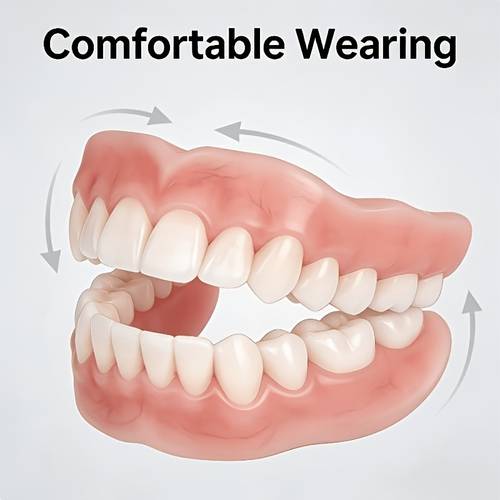 upper lower dentures suitable for flexible plates with soft invisible teeth replacement comfortable elastic set for daily wear plastic prosthesis for seniors