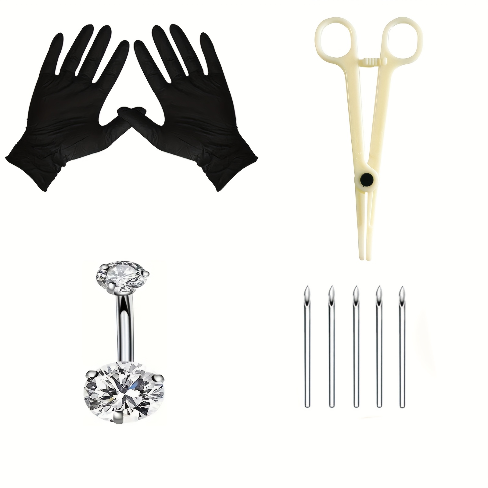 TEMU Septum Piercing Kit 14g 16g Tools For Nose Tongue Lip Ear Eyebrow Cartilage Tragus Industrial Barbell Helix Concha Piercing Jewelry Clip