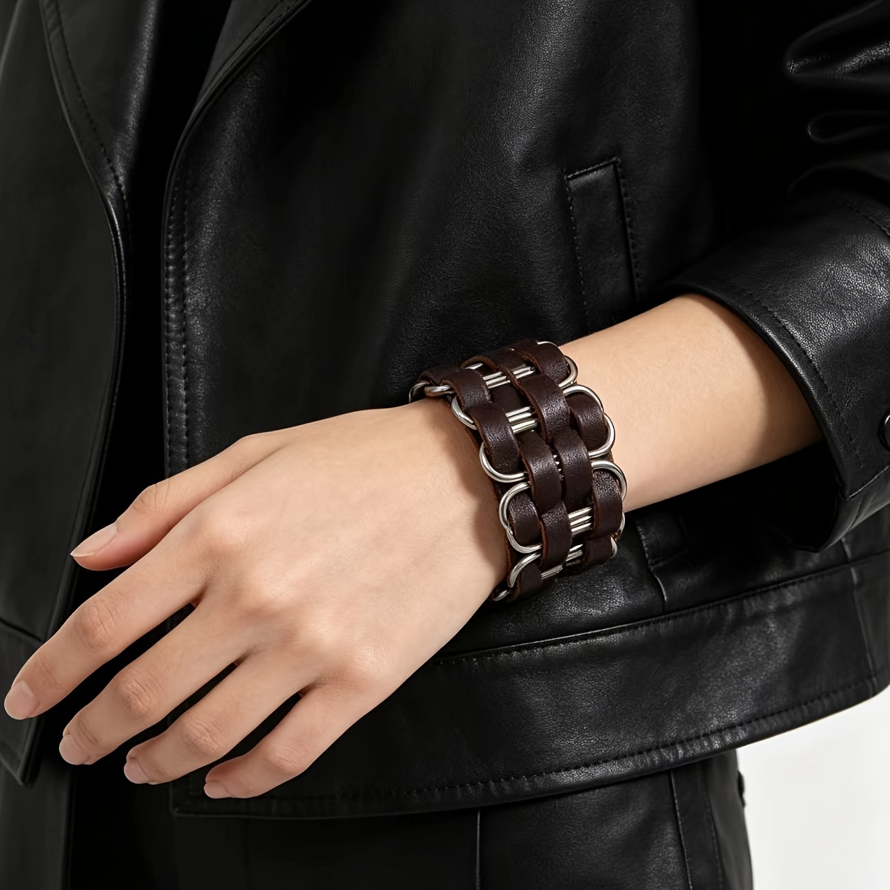 Men's Exquisite Woven Metal Ring Bracelet