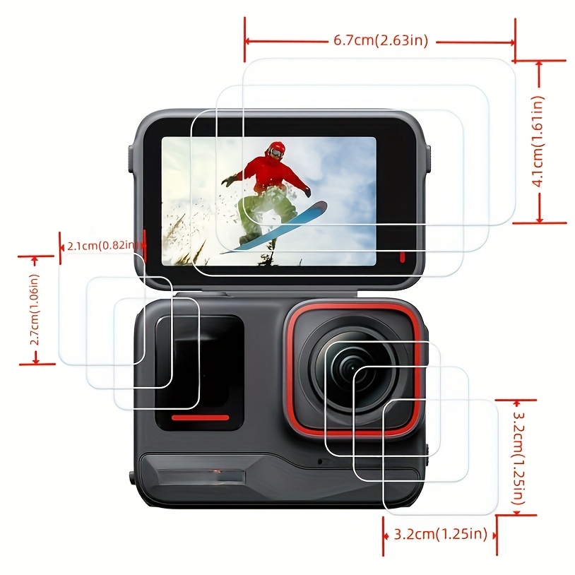 [SAMIDANN] 2+2+2 Compatible with Insta360 Ace Pro Screen Protector + Lens Anti-Scratch Tempered Glass, 0.3mm Hardness 9H