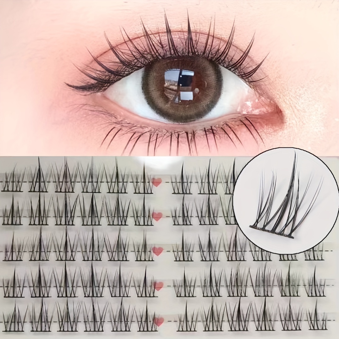 

60 Clusters Sunflower Devil False Eyelashes, Single Cluster Lash Extensions With Ultra-fine Band, Cross-over Volumizing Lashes For , Natural Look From Different Angles
