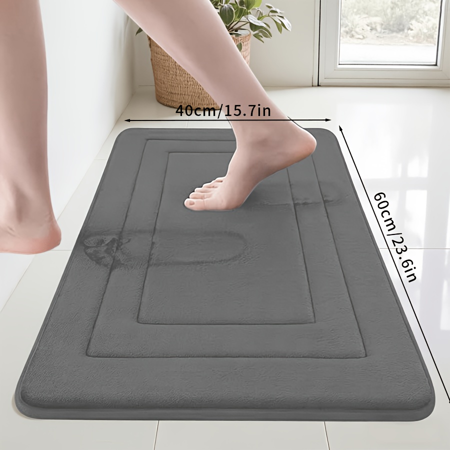TEMU 1 tapis de bain en flanelle et mousse à mémoire de , tapis de cuisine, tapis rétro absorbant antidérapant, longue tapisserie, coussin de confort