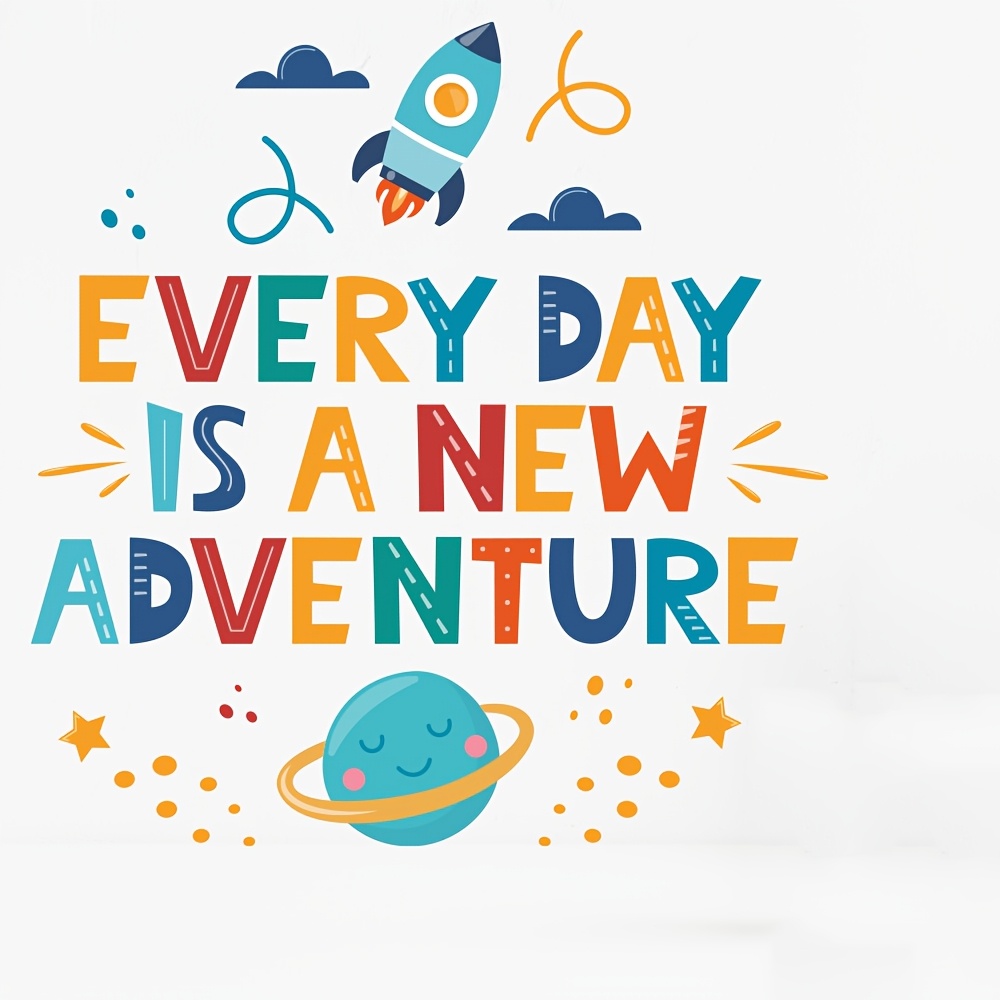 Colorful Rocket Planet Inspirational Slogan Sticker Bedroom Decoration Wall Sticker