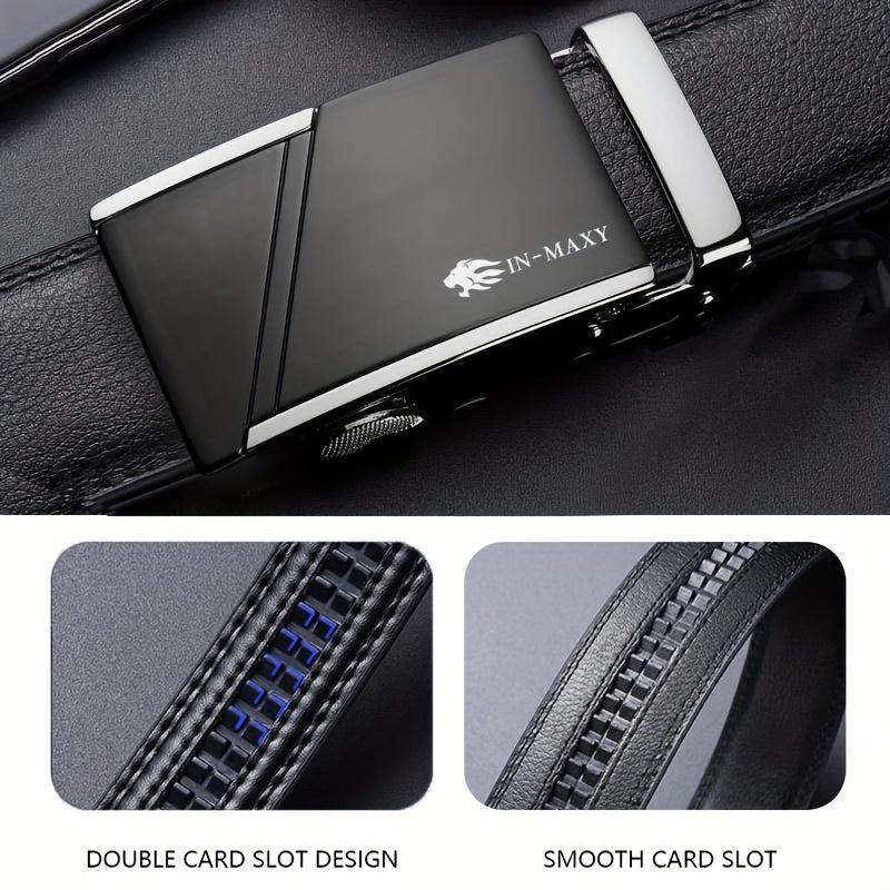 Men's Leather Belt with Automatic Buckle, Stylish & Durable