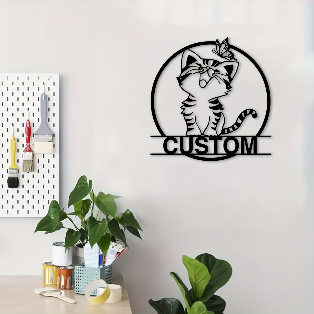 

Custom Metal Wall Sign - Personalized Family Name, Rustic Home Decor, Indoor/outdoor Use, Perfect Gift For Him Or Her, Cute Kitten Design
