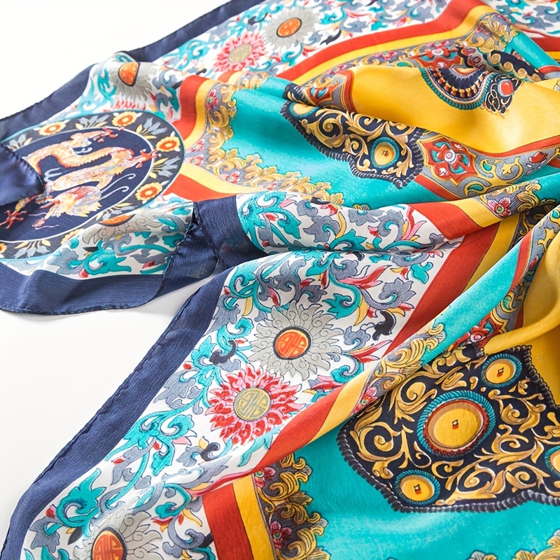 Fleurs Nouées Écharpe Satin Double Couche 150x16 Cm | Style | Pour Blazer, Robe, Cheveux Ou Sac écharpe Fleurs Nouées