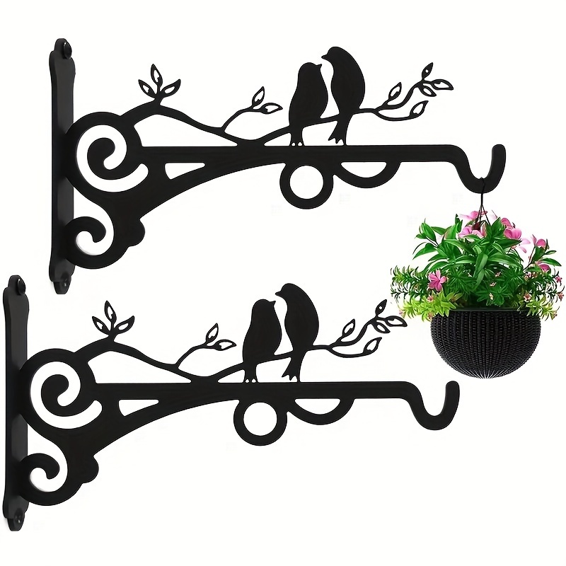

Iron Wall-mounted Plant Bracket With Decorative Bird Silhouette - 1pc Multifunctional Outdoor And Indoor Hook For Hanging Baskets, Lanterns, Garden Flowers, And Bird Feeders
