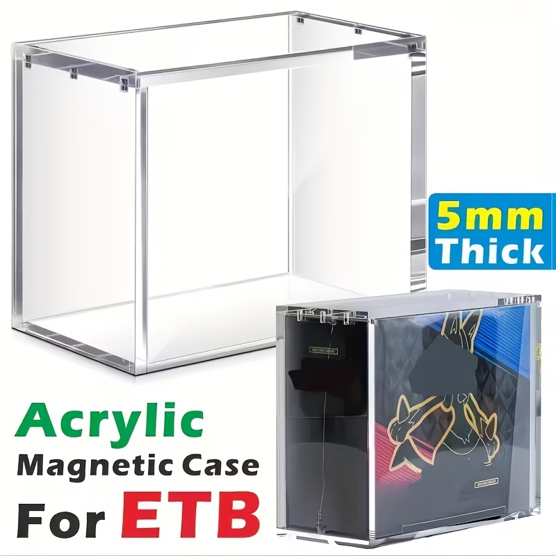 5mm acrylic stackable display box suitable for   etb featuring a magnetic dust cover for figurines designed for trading cards collectibles and sports memorabilia   version   size   packaging