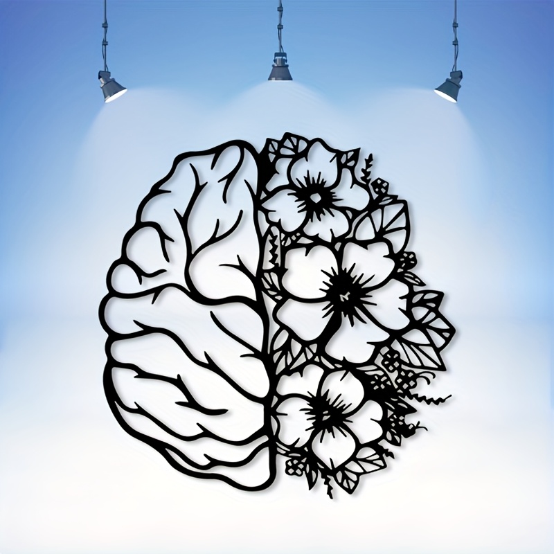 TEMU Flower Metal Wall Decoration, Brain Flower Sculpture Mural, Suitable For Office And Study, Medical Theme Decoration, Ideal Gift For Doctors,