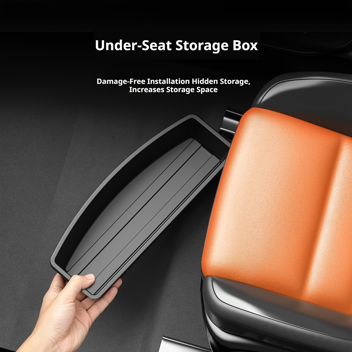 TEMU Abs Storage Box Under Car Seat, Suitable For Most Car Models, Front And Rear Seat Space Organizer, Hidden Tray, Efficient Car Parts Storage, Car