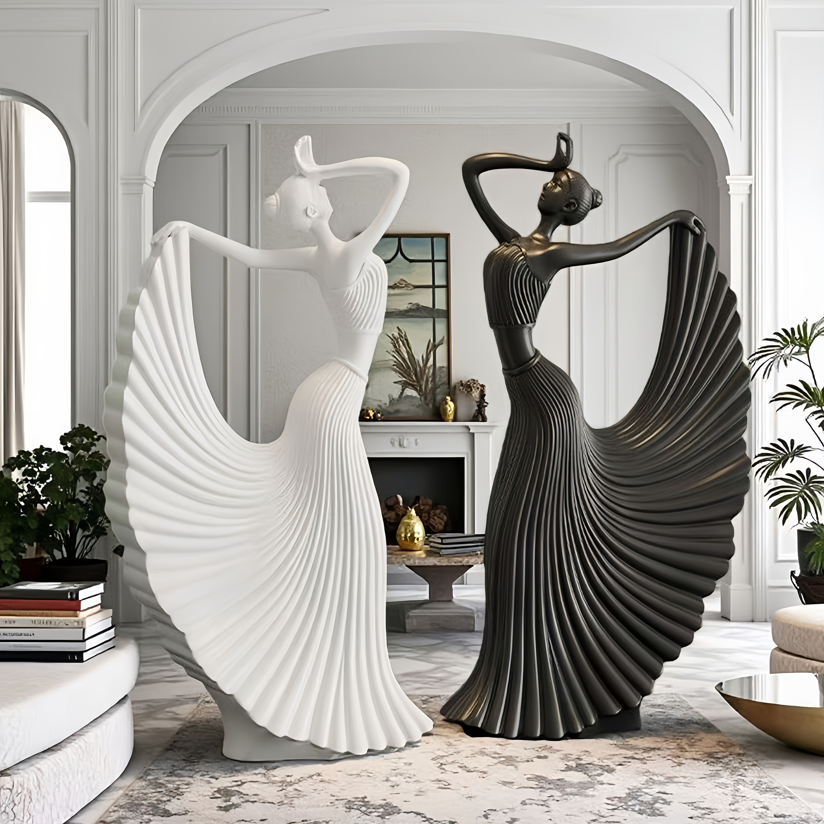 1pc Abstract Dancer Figurine, Resin Art Sculpture, Modern Minimalist Home Decor, Black/White, for Living Room Bedroom Office, Aesthetic Tabletop Ornament