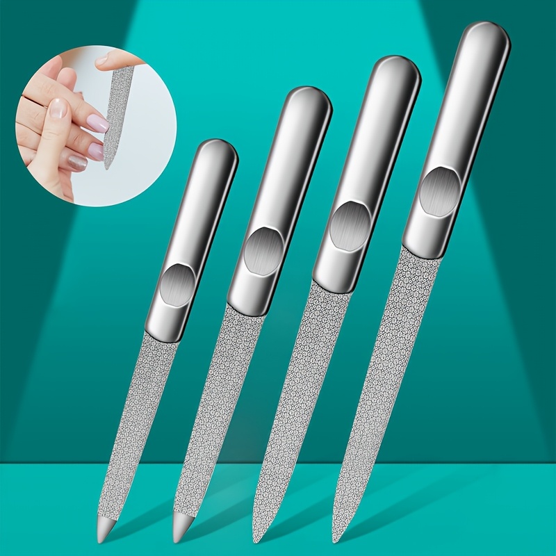 

4pcs Stainless Steel Nail File Set - Double-sided, Reusable Manicure Tools For Professional Nail Care & Polishing, Polish , Gauze Strip, Frosted Strip, Combing